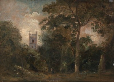 Una iglesia en los árboles de John Constable